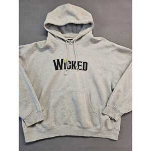 Wicked Broadway Musical Hoodie Heather Gray Embroidered Logo Mens XL Merch-Kings